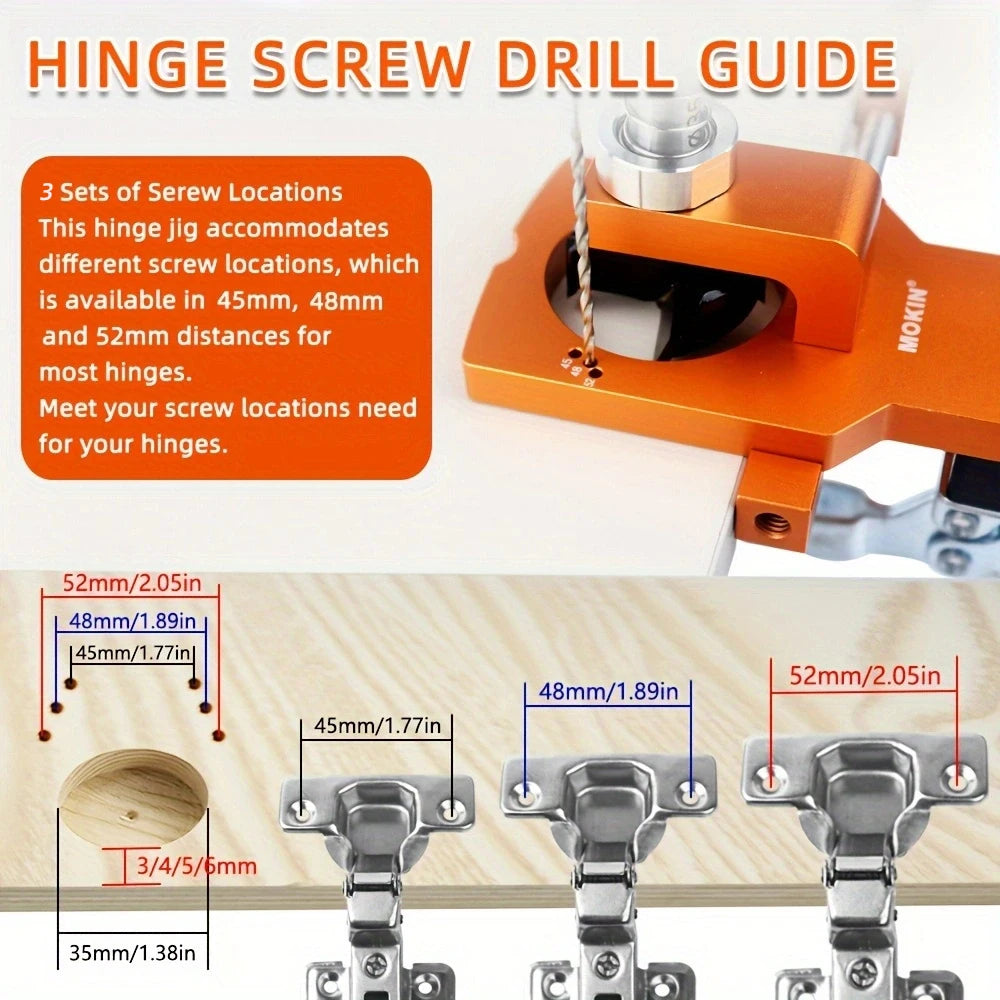35mm Concealed Hinge Jig Kit – Hole Drilling Guide with Fixture