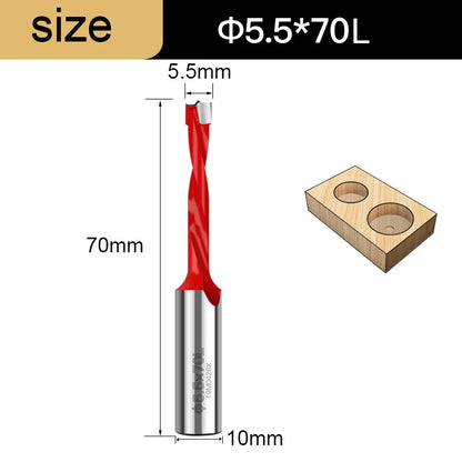 Gang Drill Bit for Wood - 10mm Shank, 70mm Long, Left & Right Rotation