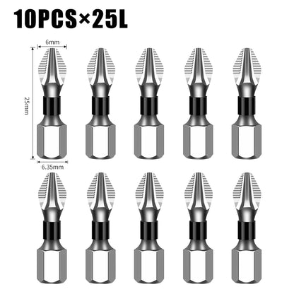 Non-Slip Magnetic Cross Head Screwdriver Bits - K5, 25-150mm Lengths