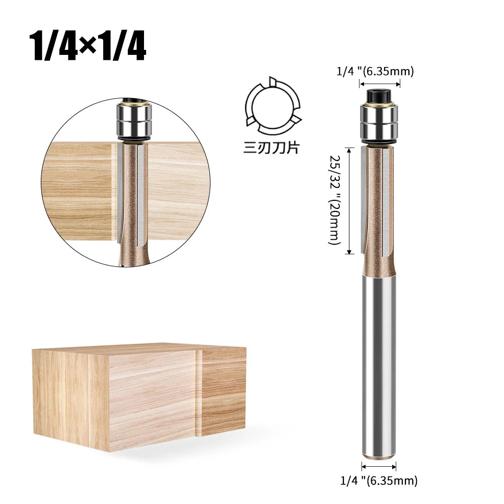 Flush Trim Router Bit – 6mm 3-Flute With Bearing