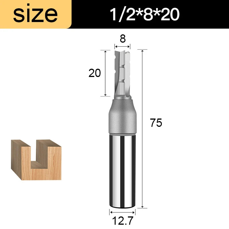1/2in Shank 3-Flute Straight Router Bit - TCT Trimming & Slotting End Mill