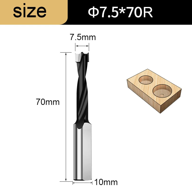 Gang Drill Bit for Wood - 10mm Shank, 70mm Long, Left & Right Rotation