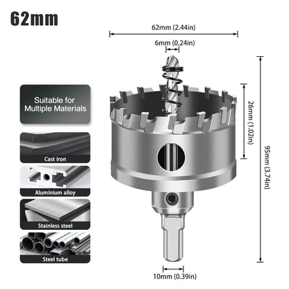 TCT Carbide Hole Saw - 12-70mm Single Cutter for Stainless Steel & Metal
