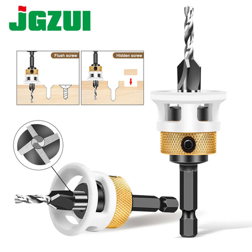 Adjustable depth four-edge countersink drill bit