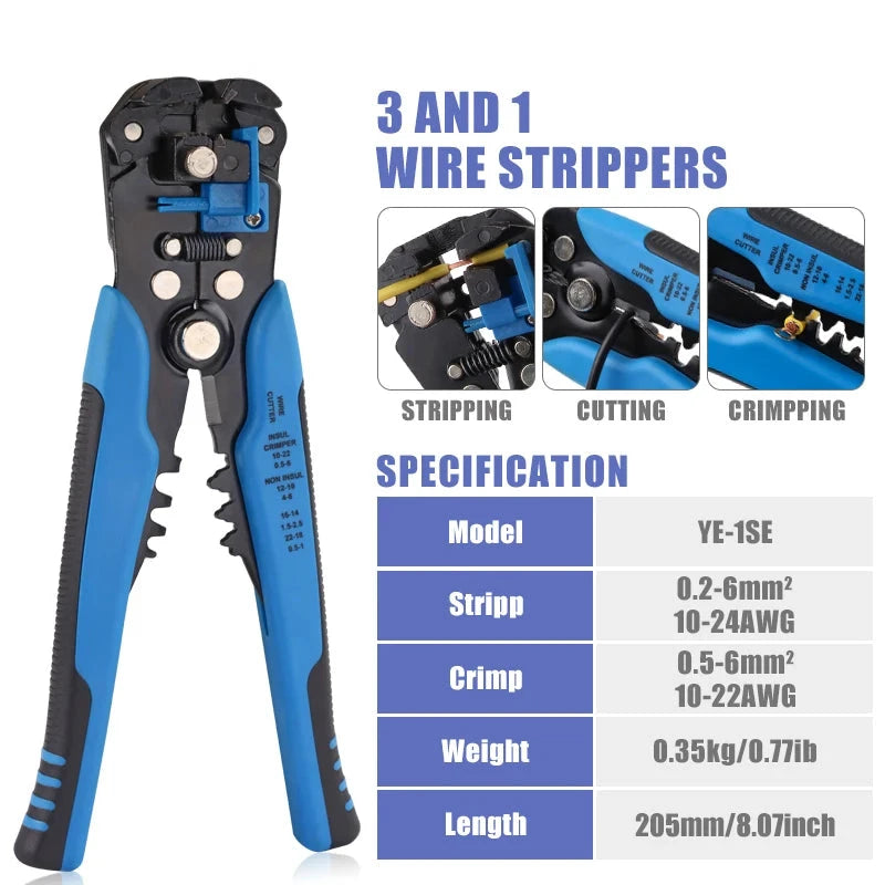 Automatic wire stripper jaws stripping an electrical wire