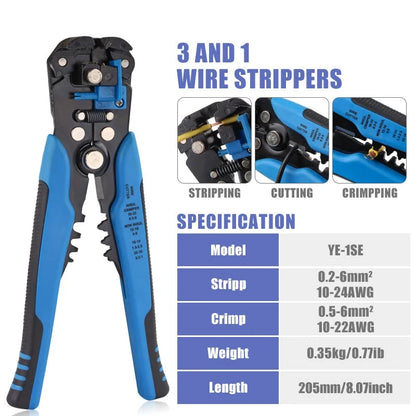 Automatic wire stripper jaws stripping an electrical wire