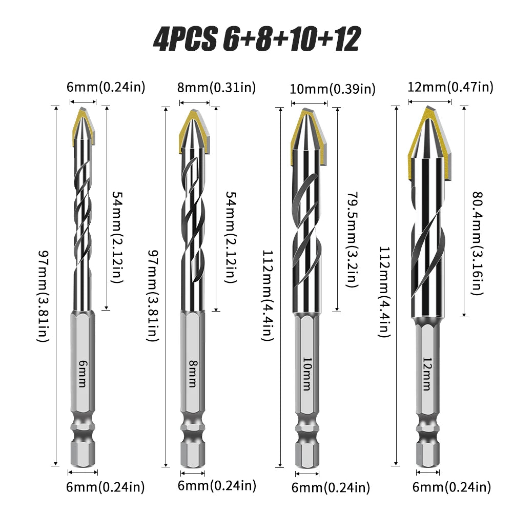 Hex Shank Core Drill Bit Set - Multi-Material Masonry Bits