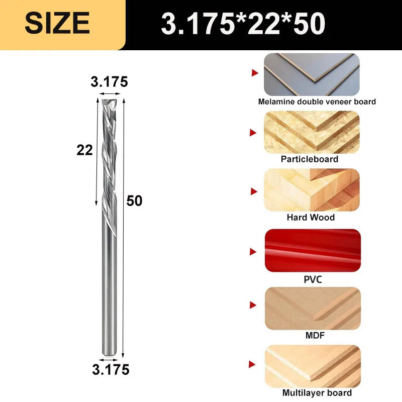 2-Flute Compression Router Bit - Up & Down Cut Carbide End Mill