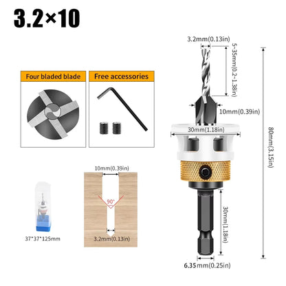 Adjustable depth four-edge countersink drill bit - view 7