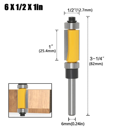 Template Trim Router Bit – Top & Bottom Bearing, 2in Cutting Length