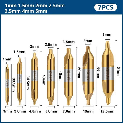 HSS Center Drill Bit - 60° Combined Countersink Spotting Drill, 1-6mm