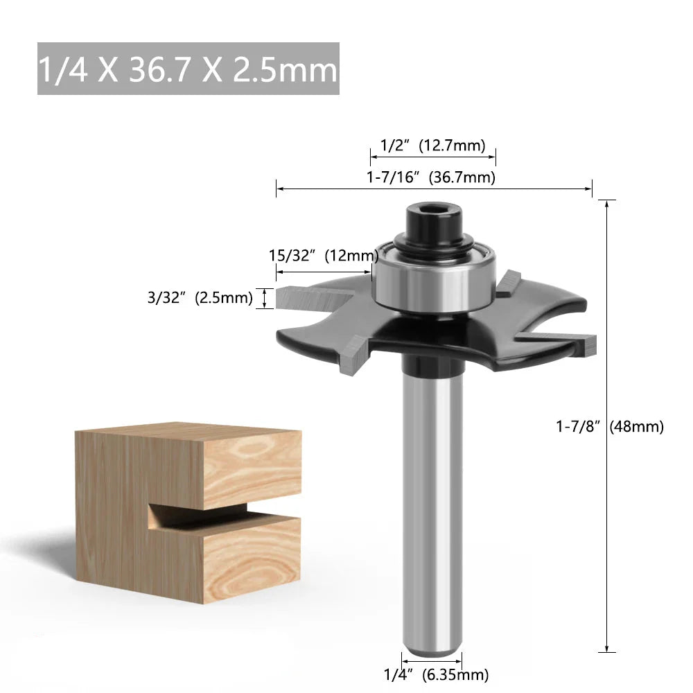T-Slot Router Bit - 4-Flute, 1/4 Inch Shank