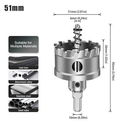 TCT Carbide Hole Saw - 12-70mm Single Cutter for Stainless Steel & Metal