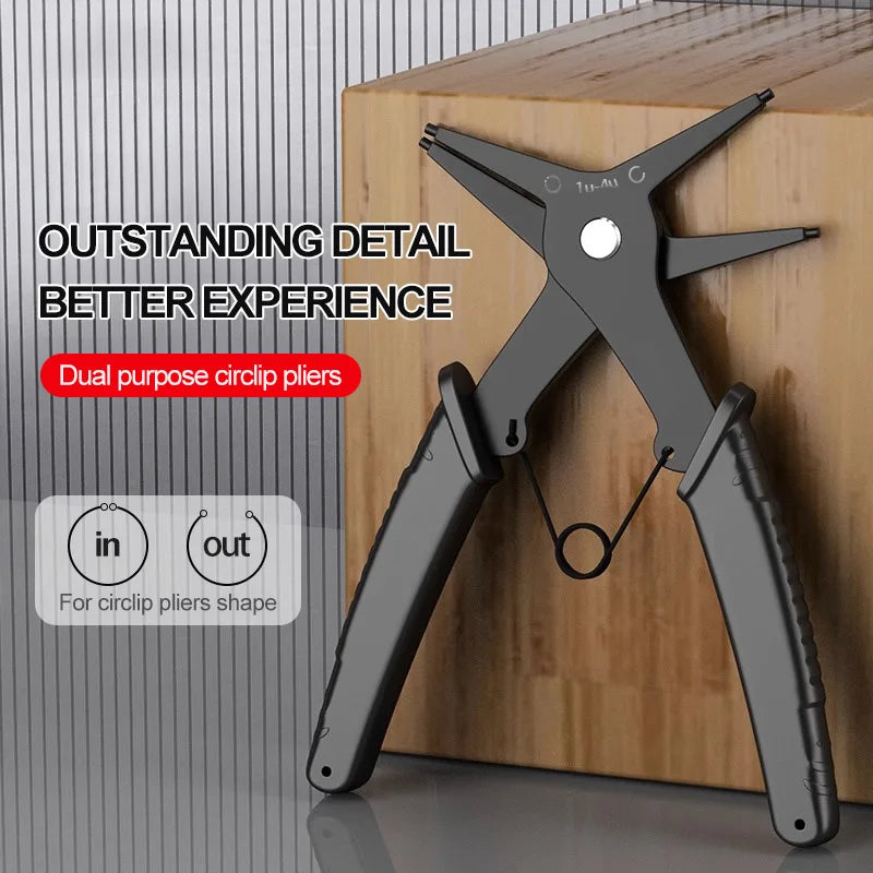 2-in-1 snap ring pliers for internal and external retaining rings