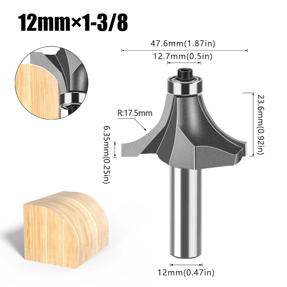 12mm shank round over router bit with bearing - image 13 of 27