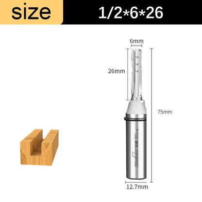 1/2in Shank 3-Flute Straight Router Bit - TCT Trimming & Slotting End Mill