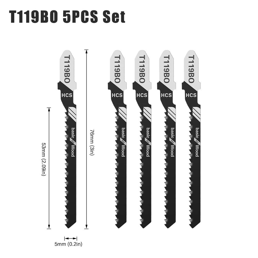 T-Shank Jigsaw Blade Set - HCS Blades for Wood, Metal & Plastic