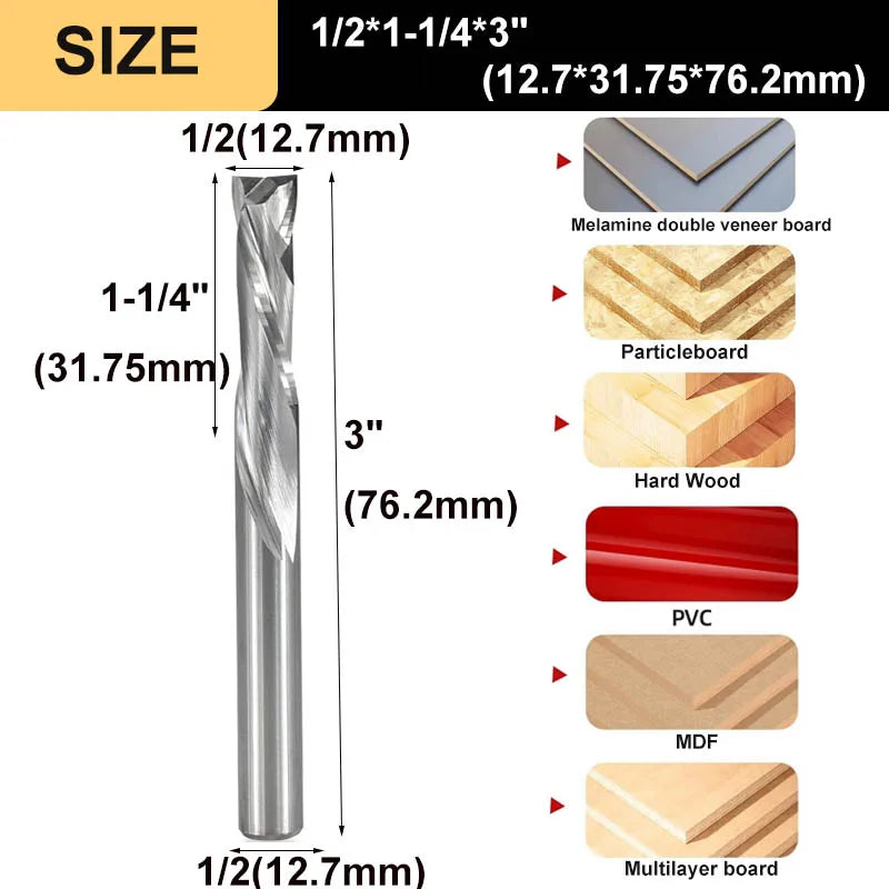 2-Flute Compression Router Bit - Up & Down Cut Carbide End Mill