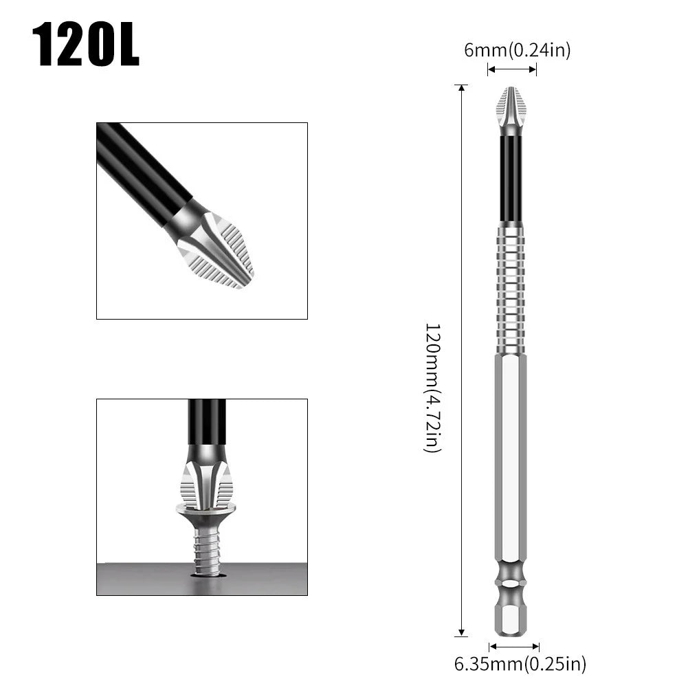 Non-Slip Magnetic Cross Head Screwdriver Bits - K5, 25-150mm Lengths