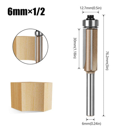 Straight Router Bit with Bearing - Tungsten Carbide