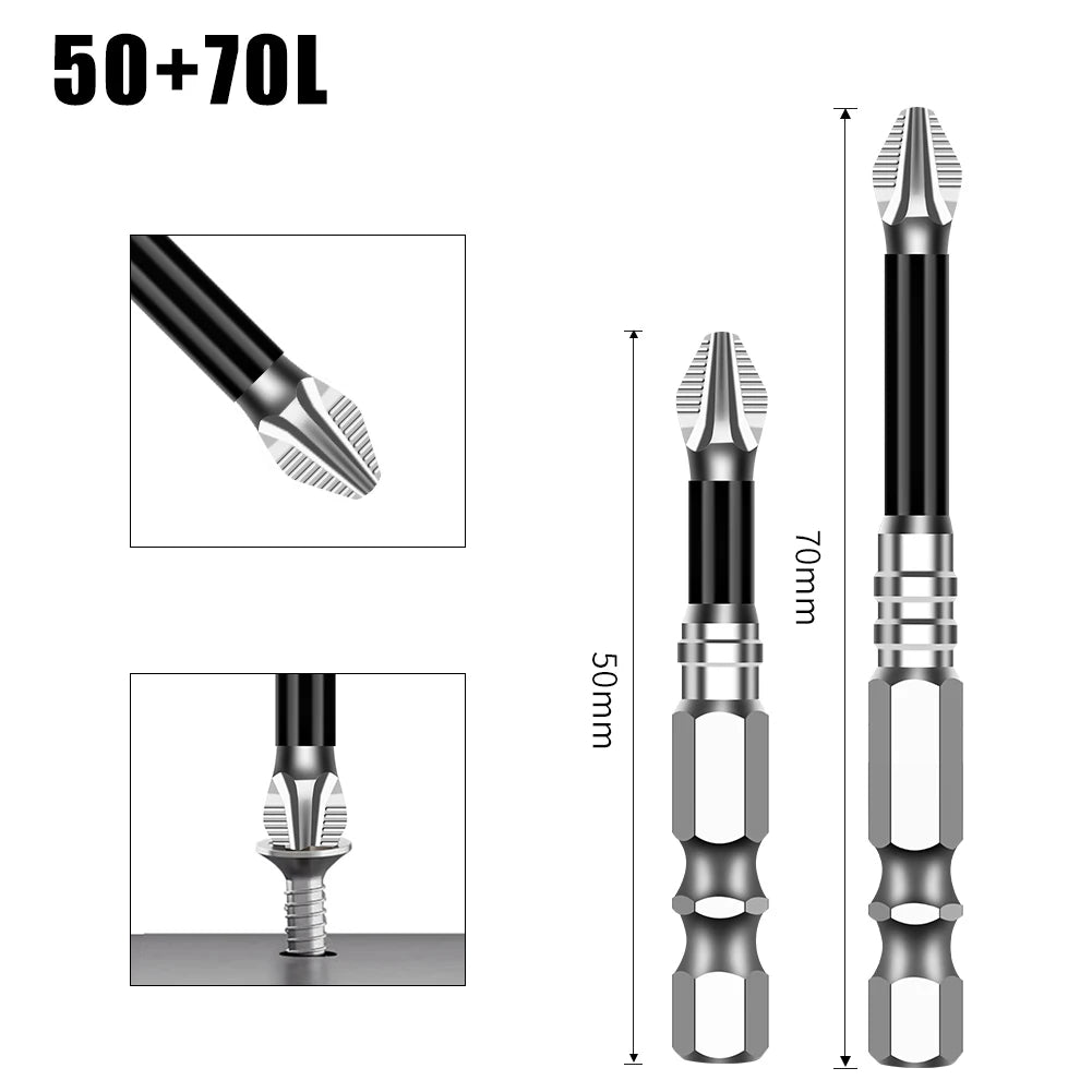 Non-Slip Magnetic Cross Head Screwdriver Bits - K5, 25-150mm Lengths