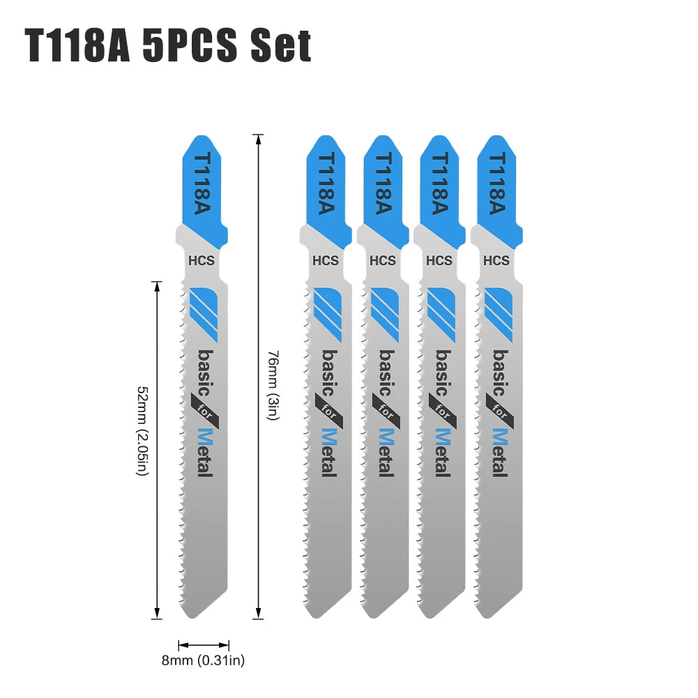 T-Shank Jigsaw Blade Set - HCS Blades for Wood, Metal & Plastic