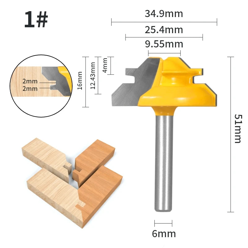 45° Lock Miter Router Bit