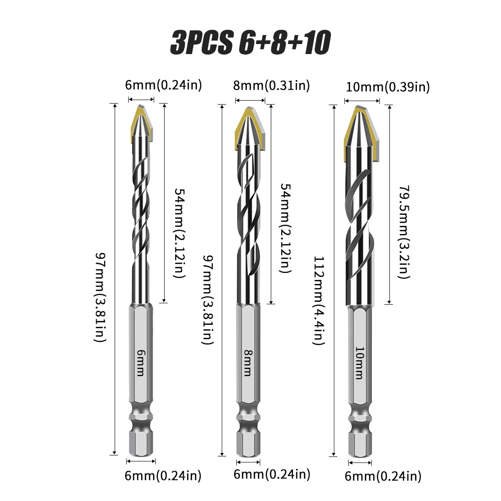 Hex Shank Core Drill Bit Set - Multi-Material Masonry Bits