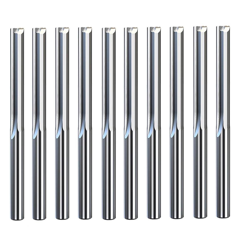 3.175mm shank 2-flute straight end mill, 10-piece set