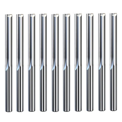 3.175mm shank 2-flute straight end mill, 10-piece set
