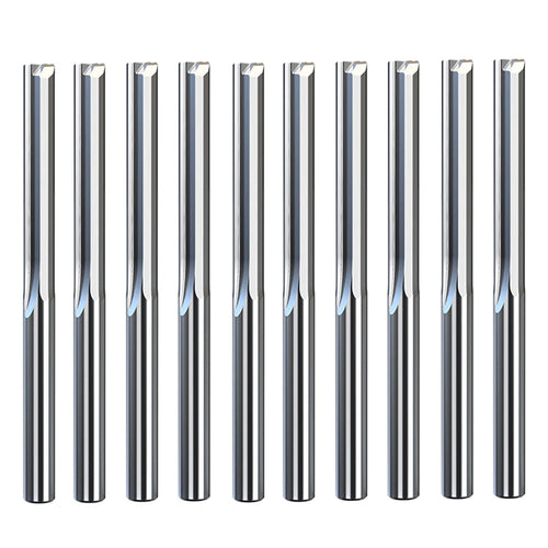 3.175mm shank 2-flute straight end mill, 10-piece set