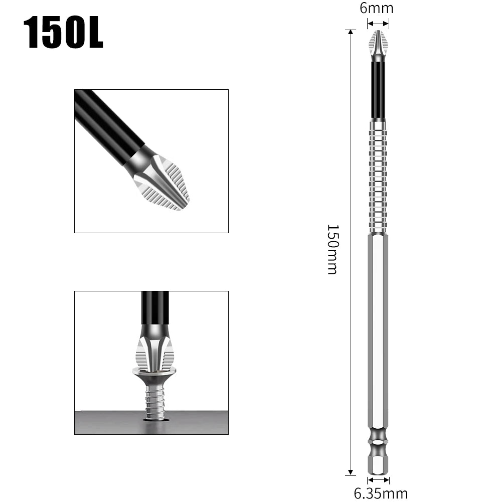 Non-Slip Magnetic Cross Head Screwdriver Bits - K5, 25-150mm Lengths