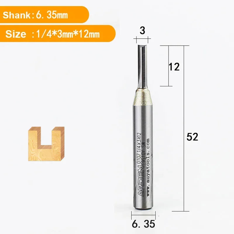 TCT Straight End Mill Router Bit - 1/4in Shank