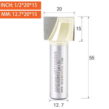 Flat bottom router bit cutting length detail