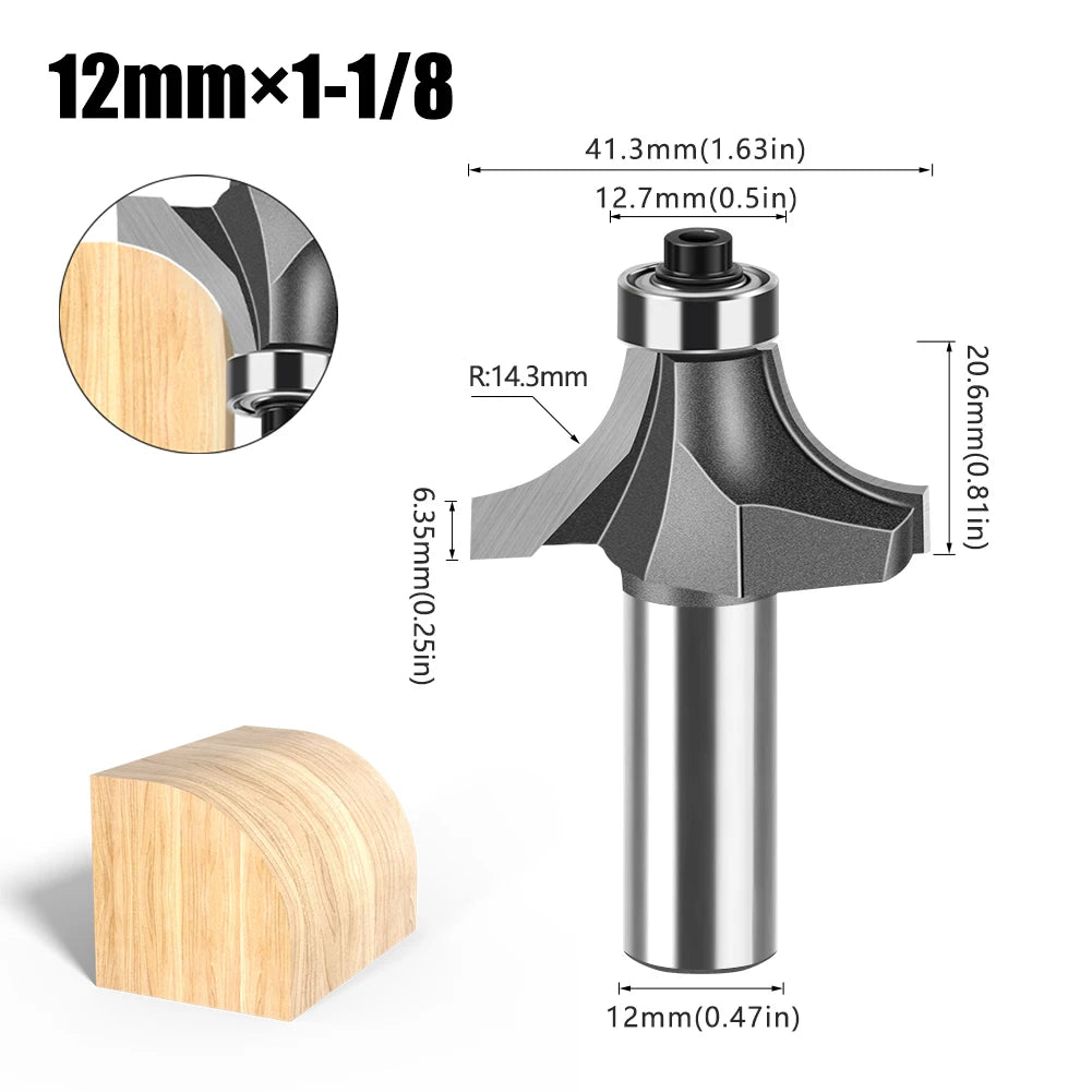 12mm shank round over router bit with bearing - image 18 of 27