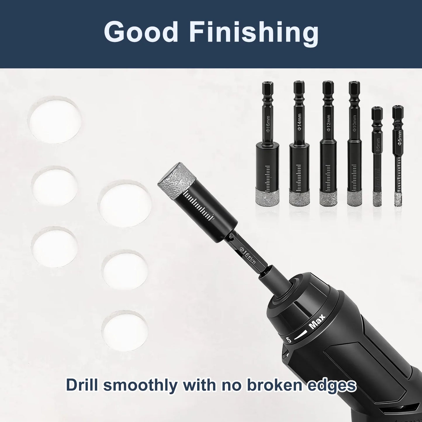 Diamond Drill Bit Hole Saw – 5-16mm Hex Shank, Dry Tile Drilling