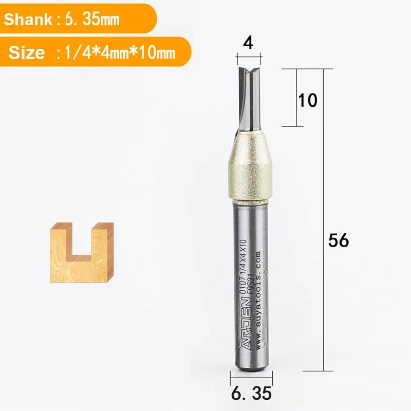 Straight router bit cutting plywood edge