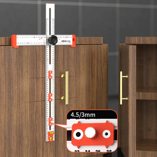 2-in-1 T-Shaped Punching Ruler – Aluminum Alloy Marking & Angle Tool