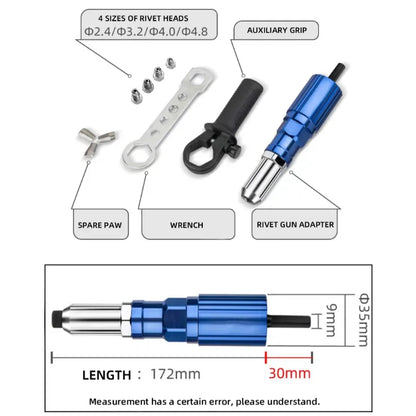 Rivet Adapter for Electric Drill - Turns Drill into Riveter