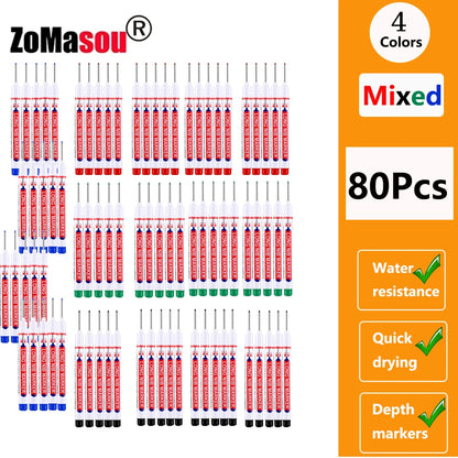 Waterproof Deep-Hole Marker Pens – 20mm Long Head, Carpenter Set
