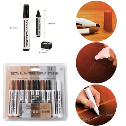 Furniture Repair Pen Kit – Wood Markers & Wax Sticks Touch-Up Set