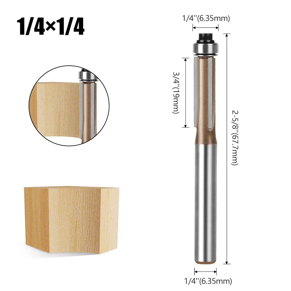 Straight Router Bit with Bearing - Tungsten Carbide