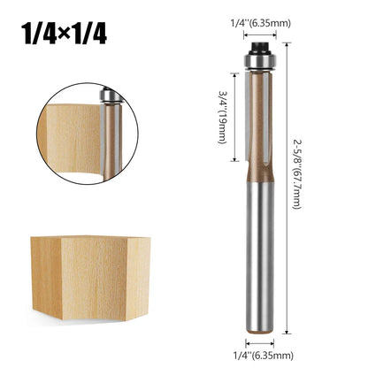 Straight Router Bit with Bearing - Tungsten Carbide
