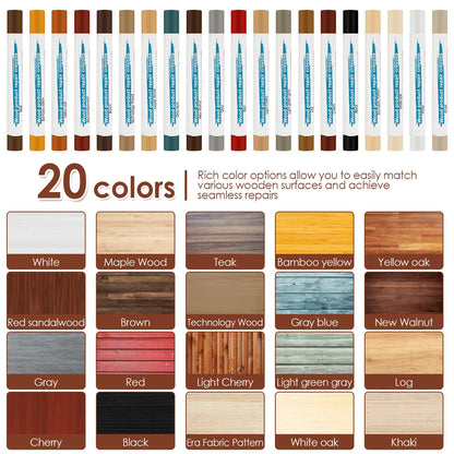 Wood Furniture Repair Filler Sticks – 20-Color Touch-Up Crayon Kit