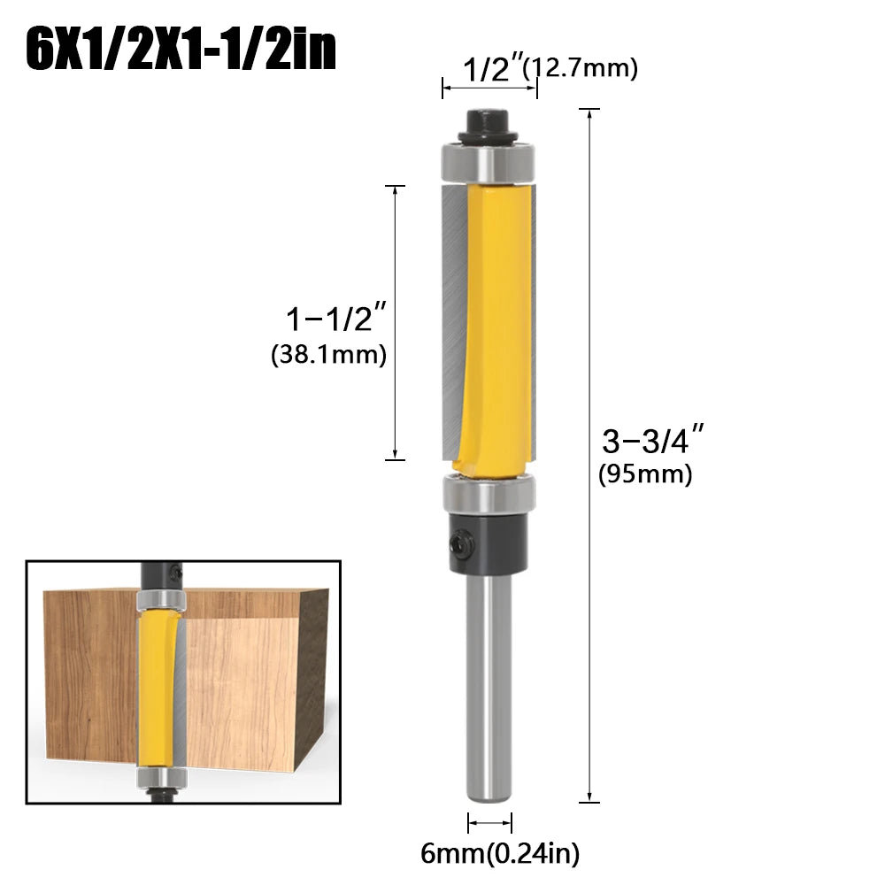 Template Trim Router Bit – Top & Bottom Bearing, 2in Cutting Length