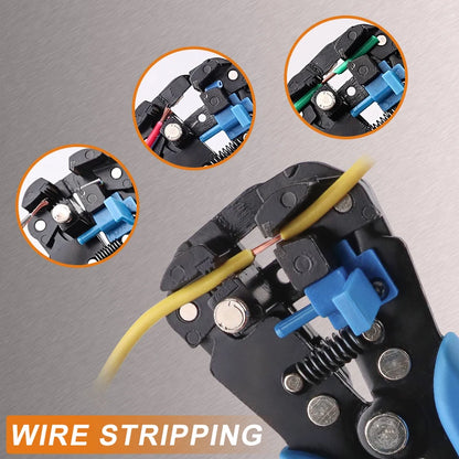 Wire stripper jaw mechanism, adjustable for 24-10 AWG wire