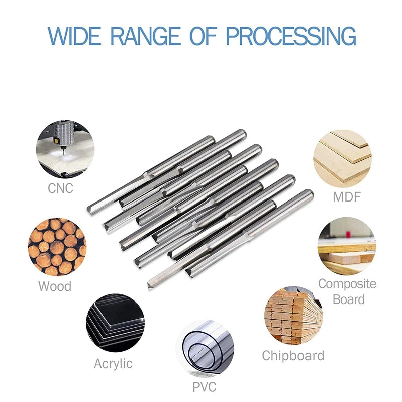 3.175mm shank 2-flute straight end mill, 10-piece set - view 3