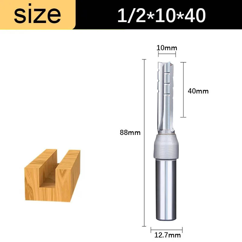 1/2in Shank 3-Flute Straight Router Bit - TCT Trimming & Slotting End Mill