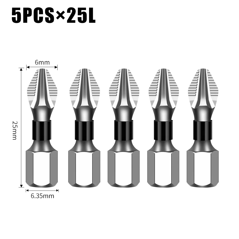Non-Slip Magnetic Cross Head Screwdriver Bits - K5, 25-150mm Lengths
