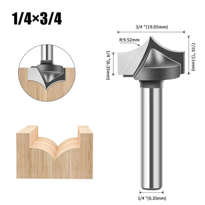 Straight flat bottom router bit with 6mm, 1/4in, 12mm and 1/2in shank - image 15 of 25